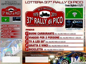 UNA LOTTERIA ACCOMPAGNERA' L’EDIZIONE 37 DEL RALLY DI PICO